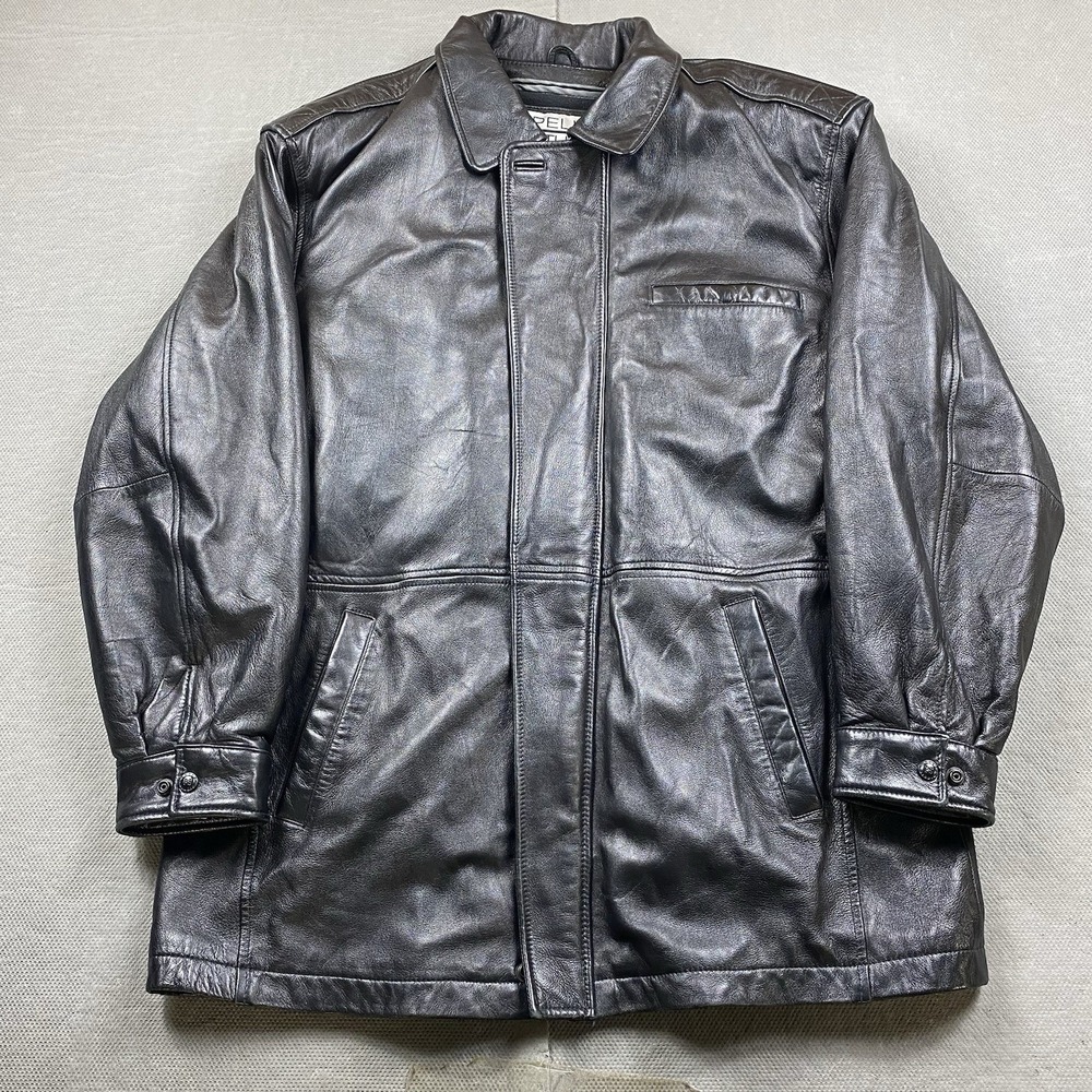 Pelle Studio Wilsons Leather Jacket Mens XL Black Insulated Zip Up Lined Fleece
